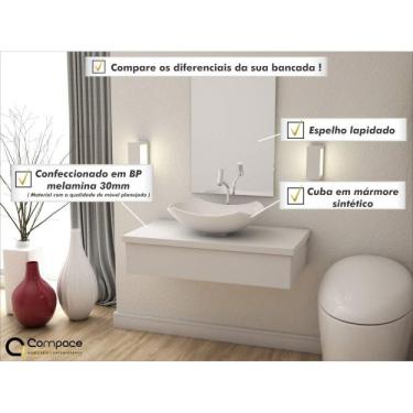 Imagem de Conjunto para Banheiro 80cm Cuba Abaulada L42 e Espelheira 801w Metrópole Compace Branco Chess