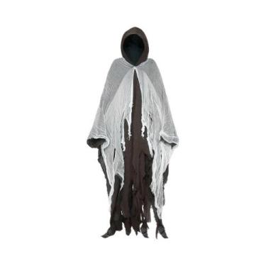 Imagem de Fantasia De Esqueleto Adulto Fantasma Para Halloween, Capa, Máscara E 