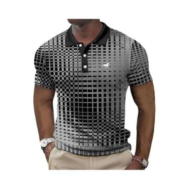 Imagem de Nova tendência masculina verão manga curta moda casual camisa polo. - 