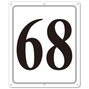 Imagem de i-CowFun Placa numerada de metal premium ao ar livre, refletiva 30,5 cm x 25,4 cm grandes placas numéricas de alumínio 68 para estacionamento, quadra de tênis, campo, armazém, corredor, edifício, doca