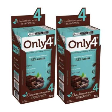 Imagem de Kit 2 Caixas Chocolate Vegano 55% Cacau Puro Only4 70g