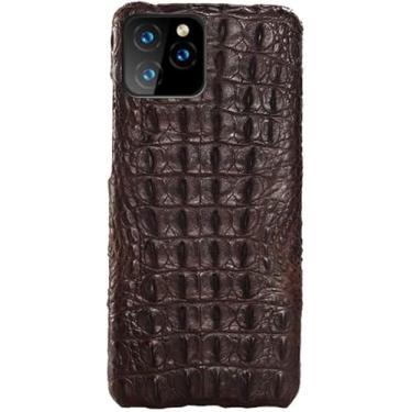 Imagem de VEVEL Capa de couro genuíno, capa de telefone de pele de crocodilo capa carteira de couro premium com para iPhone 11Pro (Cor: marrom, Tamanho: espinha dorsal)
