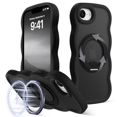 Imagem de Amzfield Capa magnética para iPhone 16e anel de 360°, preta