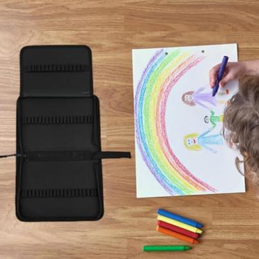 Imagem de UGPLM Estojo portátil para lápis de cor e canetas em tecido Oxford, com zíper, ideal para artistas e ateliês, 72 Buracos