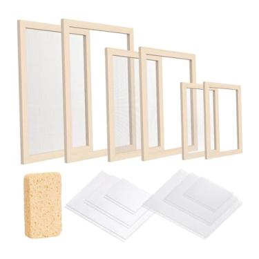 Imagem de Baoblaze Kit de moldura de madeira para fabricação de papel com papel absorvente, ideal para iniciantes em artesanato com esponja, perfeito para apresentações