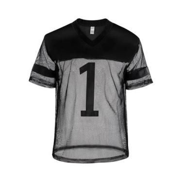 Imagem de Camiseta Masculina Sexy De Malha De Couro PU Transparente Com Mangas C