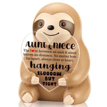 Imagem de Funny Sloth Figurine Gift for Niece "No Distance Love", Sentimental Long Distance Present from Auntie Aunt Uncle, Support Inspirational Gifts for Kid Adult, Christmas Graduation Home Office KSS16