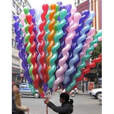 Imagem de Balões de festa de látex espiral, pacote com 300 decorações multicoloridas em forma de torção para comemorações de aniversário, roxo, vermelho, verde, rosa, laranja