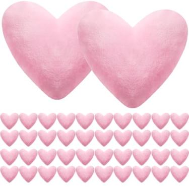 Imagem de PullCrease 48 peças de almofadas de pelúcia em forma de coração para o Dia dos Namorados, 14 cm, macias e fofas, decoração de Dia dos Namorados e presentes para festas, casamentos e muito mais (rosa)