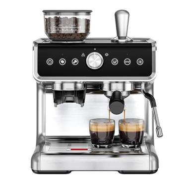 Imagem de EUHOMY - Máquina de café expresso com moedor, máquina de café expresso profissional com 20 barras domésticas, espumador de leite para leite, cappuccino e estilo barista