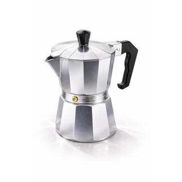 Imagem de Cafeteira Italiana de Alumínio para Fogão Rende até 6 Xícaras de Café Espresso, Modelo Moka Tradicional, Ideal para Uso Doméstico.