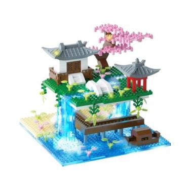 Imagem de Árvore De Flor De Cerejeira Sakura Micro Blocos Com Luzes LED Decoraçã