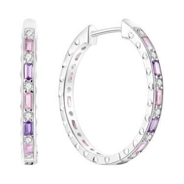 Imagem de Brincos De Argola Grandes Em Prata Esterlina 925 Com Zircônia Para Mul