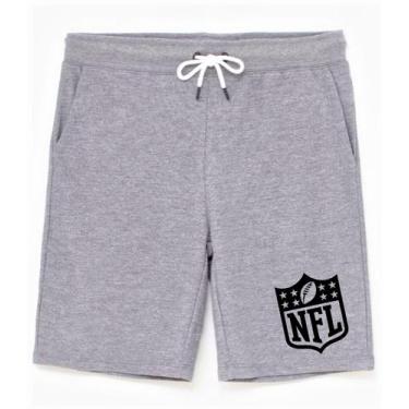 Imagem de Bermuda Plus Size Moletinho Masculina NFL Super Bowl Football., Cinza,