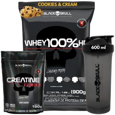 Imagem de Kit Whey Protein 100 HD Pure 900g 3W Concentrado Isolado Hidrolisado com Creatina150g e Coqueteleira-Unissex