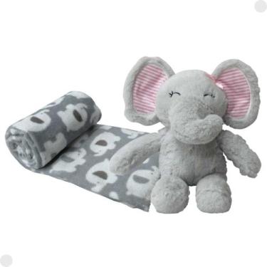 Imagem de Pelúcia Elefantinho C/ Manta Coleção Animais DmB6745 - Dmtoys - DM Toy