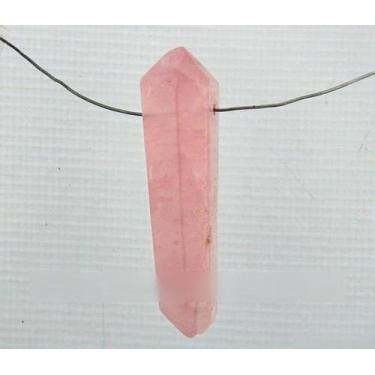Imagem de Bi Terminado Quarto Rosa Lapidado Furado Para Pingente - CristaisdeCur