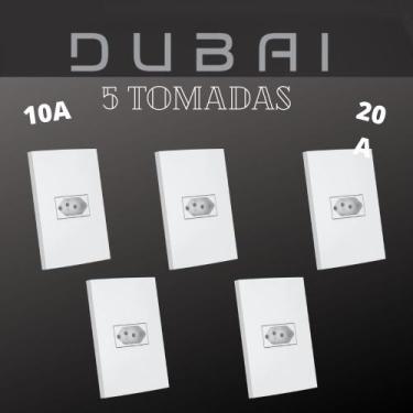 Imagem de Kit 5 Tomadas Branca 4x2 Modular Dubai - Enerbras, 20 Amperes