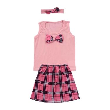 Imagem de Conjunto Infantil Menina Regata e Saia Xadrez - Destak-Feminino