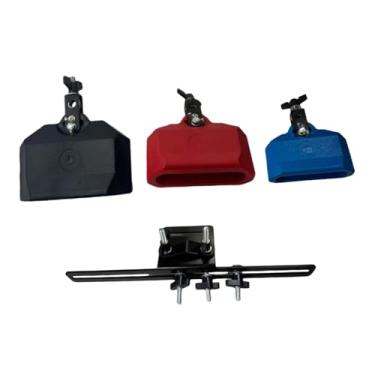 Imagem de Esquirla Acessórios para instrumentos de percussão Cowbell de 4", 5" e 6" - de bateria robusto com braçadeira para haste de montagem, Azul Vermelho Preto