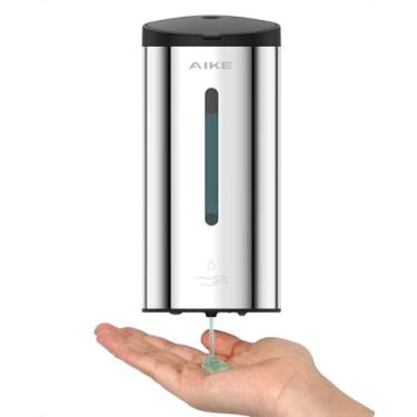 Imagem de AIKE Dispensador automático de sabonete líquido para montagem na parede, 765 g, grande capacidade, acabamento em aço inoxidável, modelo AK1205