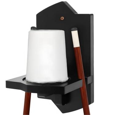 Imagem de Eorbow Suporte de parede de giz, suporte de giz de madeira resistente, suporte de giz de cone de mesa de bilhar com ferragens de montagem, acessórios de mesa de bilhar