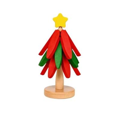 Imagem de Trivets de madeira para 3/4 peças conjunto de porta-copos em forma de árvore com suporte conjunto de porta-copos de tripé de madeira decoração de mesa de cozinha (vermelho)