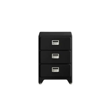 Imagem de Mesa de cabeceira de madeira maciça, mesa de cabeceira para quarto, móveis minimalistas, pequena mesa de cabeceira, vintage, sala de estar, aparador, quarto (preto)