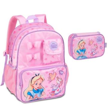 Imagem de Kit Mochila Costas e Estojo Infantil Alice - Clio, Rosa