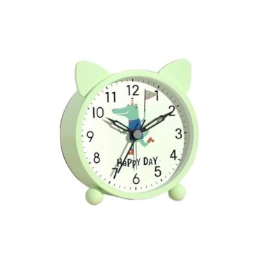 Imagem de Despertador para quarto, pequeno, silencioso, mesa de cabeceira, relógio de metal com função de luz, despertador sem tique-taque, decoração para sala de estar, quarto, cabeceira, prateleira (verde