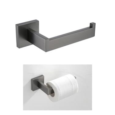 Imagem de Acessório de banheiro cinza escovado arma de aço inoxidável toalheiro de metal suporte de papel higiênico gancho de roupão barra de toalha ferragens de vaso sanitário, suporte de papel