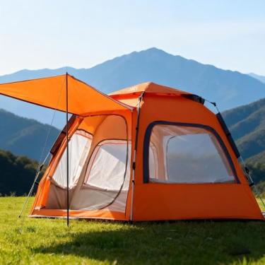 Imagem de NEW HAWAII Barraca Pop-Up Automática 6-8 Pessoas, Impermeável, Montagem Rápida, Proteção UV e Insetos, Inclúi Estacas,Grande Espaço 280x280x160cm (Laranja)