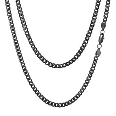 Imagem de Colar de corrente de elos cubanos para homens e mulheres, banhado a ouro, prata, preto, aço inoxidável, grosso, colar hip hop, 3 mm/4 mm/5 mm/6 mm/7 mm/8 mm de largura, 45 a 66 cm, joias duráveis