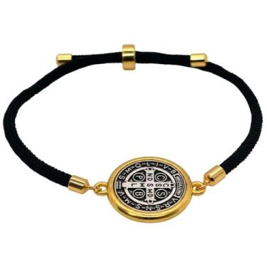 Imagem de Pulseira de medalha católica | Estilo de cordão ajustável | Joias religiosas devocionais para homens e mulheres | Ótimo presente para a primeira comunhão e confirmação, One Size, Metal, Sem Pedra