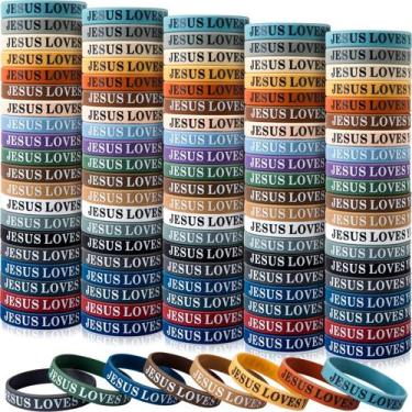 Imagem de Pulseiras de borracha IDREAMBAND Jesus Loves You 100 unidades