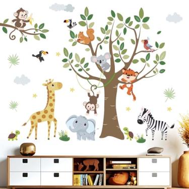 Imagem de Decalques de parede de animais para bebês do berçário: Adesivos de parede removíveis de vinil removível para decoração de quarto de crianças meninos ou meninas