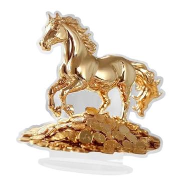 Imagem de Fenteer Ornamento de cavalo em acrílico 2D com suporte, peça única para decoração de mesa ou lareira. Ideal para exibir objetos decorativos, Style E