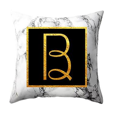 Imagem de Fronha de Travesseiro com Letras Douradas Marmorizadas Capa Almofada Sofá Tecido Macio Alta Classe Impressão Estilosa e Elegante Trabalho Fino Exquisito Arte Bronzeamento Primeira Decoração Moderna pa