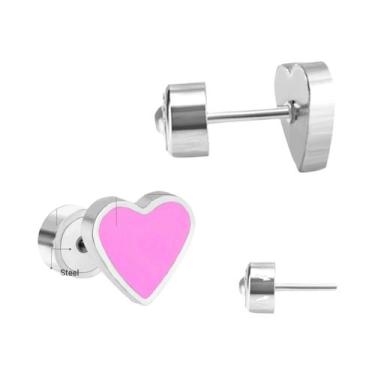 Imagem de Brincos De Coração De Acrílico Fofos Para Meninas LUXUKISSKIDS Joias D