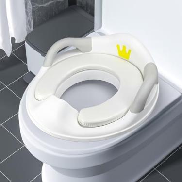 Imagem de Assento sanitário infantil, assento sanitário de treinamento para meninos e meninas, assento de vaso sanitário infantil para vaso sanitário, capa de assento de vaso sanitário para bebês com almofada