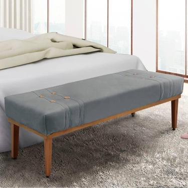 Imagem de Recamier 1,60m Com Base De Madeira Maciça Em Tecido Veludo Gênova - Lucadi Cinza