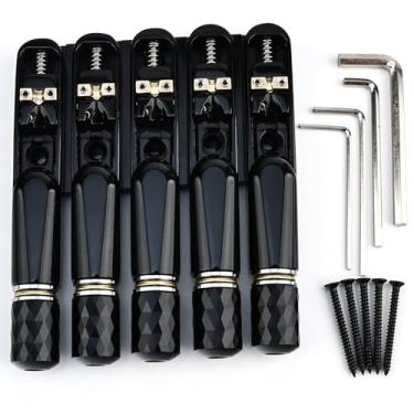 Imagem de OVSAL Ponte de baixo 5 cordas Headless Ponte fixa ajustável de 18 mm com selas de latão, placa de liga de zinco, afinação estável, fácil instalação, serve para 5 cordas peças de reposição para baixo