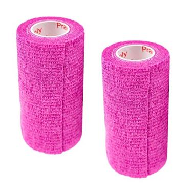 Imagem de Fita adesiva veterinária (Fúcsia) (pacote com 2) (pacote com 2) (10 cm x 4,6 m) autoadesiva, aderente, aderente, coesiva, flexível, autoadesiva, aderente, aderente, autoadesiva, aderente, flexível