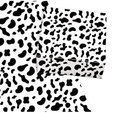Imagem de AVXINSOK Papel de embrulho de vaca 6 folhas de 70 x 40 cm papel de embrulho de vaca preto e branco para casamento, aniversário, fazenda, tema animal, decoração de festa, papel de embrulho