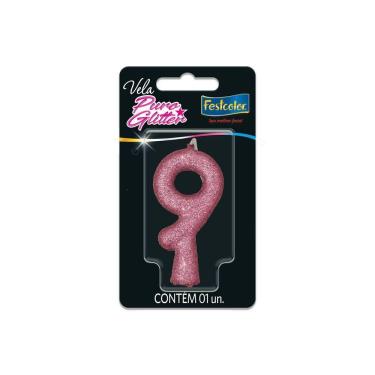 Imagem de Vela De Aniversário Puro Glitter Rosa Modelo 9