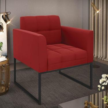 Imagem de Poltrona Sala Decorativa Elisa Base Industrial Preta Veludo Marsala D03 - D`rossi