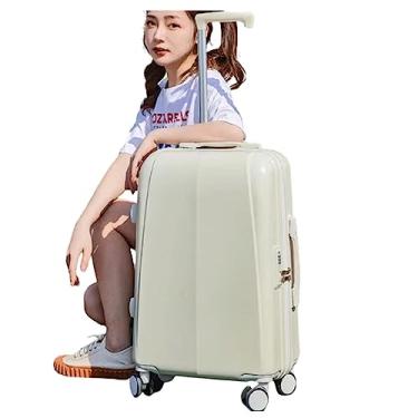 Imagem de Mala com rodas, mala de mão de grande capacidade, estojo de carrinho ajustável, mala com trava combinada embutida, Branco, 36*25*58CM