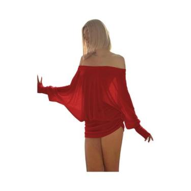 Imagem de Vestido Mini Feminino Ombro a Ombro Manga Longa Com Drapeado E Patchwo