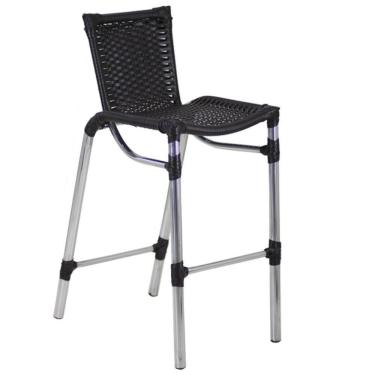 Imagem de Banqueta Alumínio Fortaleza Alta Para Balcão Cozinha Bar Trama Original Preto