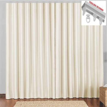 Imagem de Cortina 4 Mts Sala Quarto Escritório Blackout Original Para Trilho Suisso - Bege